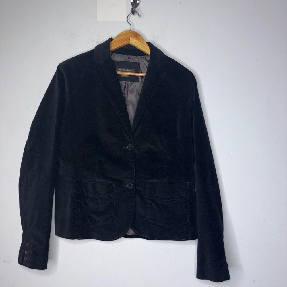eddie bauer Black Velvet Blazer Double Button‎ Size 10